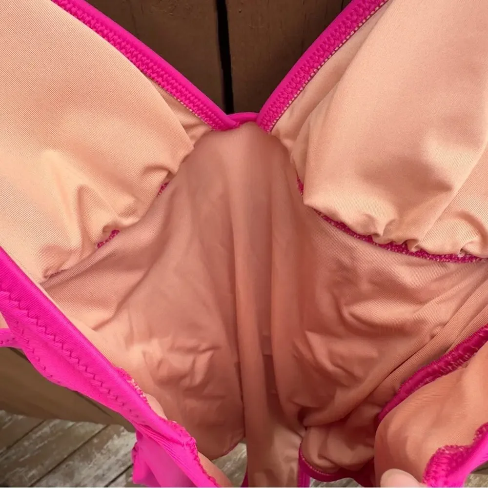 J. Crew | NWT Size 4 Ruched V Neck One Piece Fuchsia Bathing Suit Style BC116
